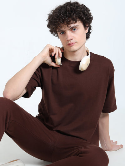 Unisex Walnut Brown Oversized Tee