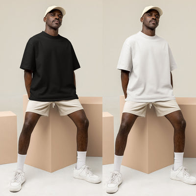 Combo of Black and White 240GSM Unisex Cotton Oversized Tshirt